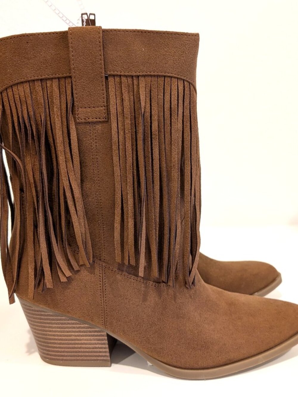 Report Dusk Women Fringe Western Boots Size 8 Brown Suede MidCalf Heel Boot New